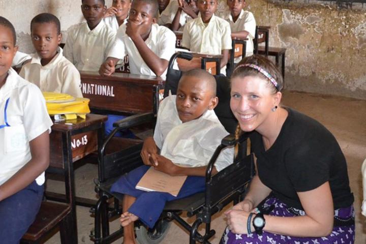 Kelly Clark took her expertise to schools in Tanzania. 
