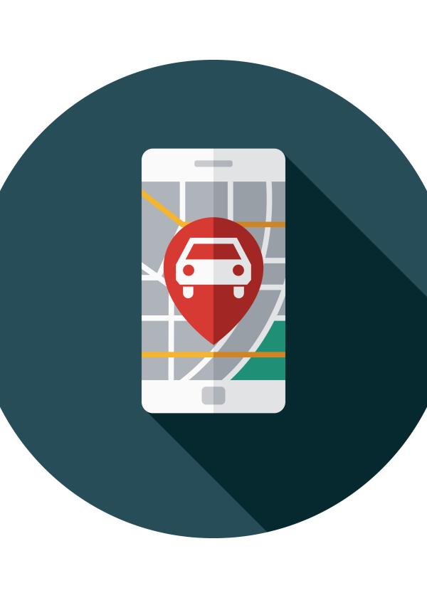 graphic representation of a ride-share app on a phone