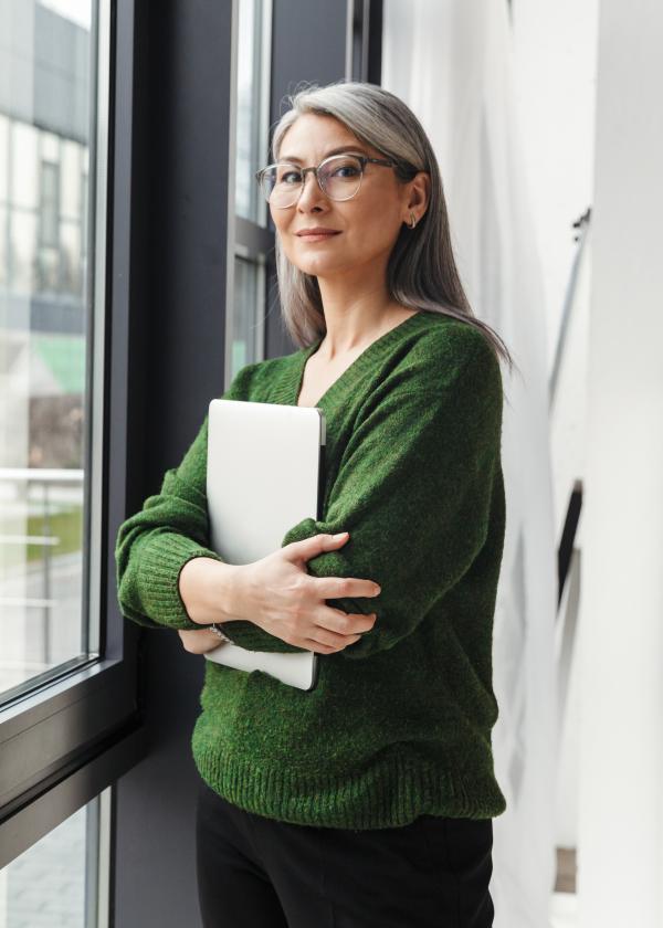 executive at window