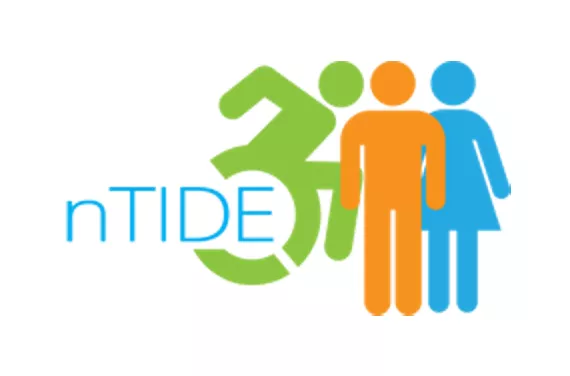 nTIDE logo shows person using a wheelchair and two people standing - each person in a different color