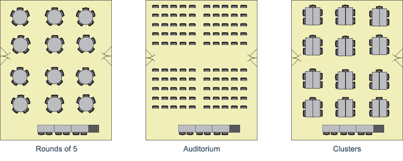 Table and seating arrangements for room 423