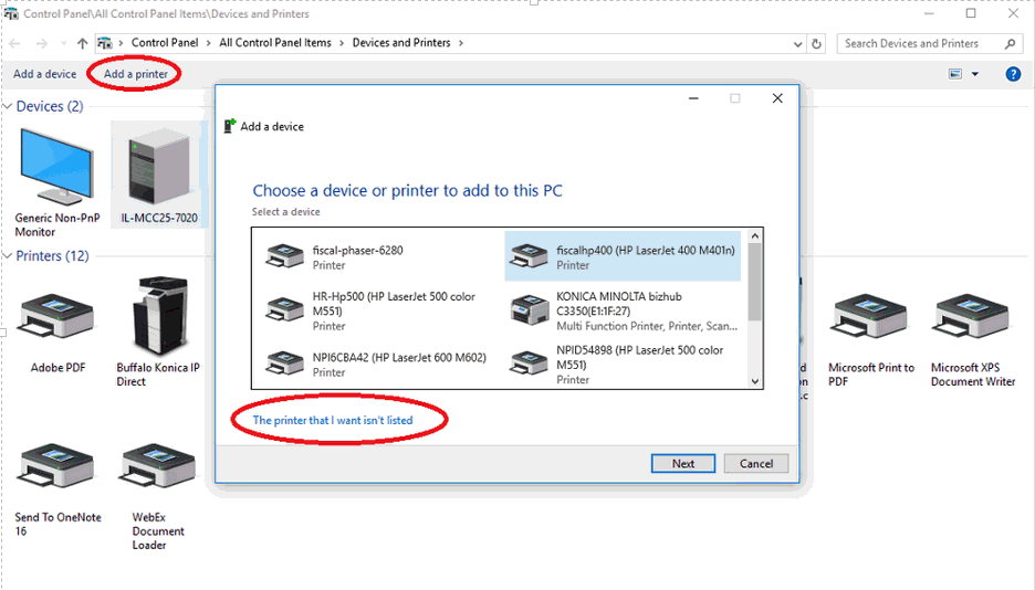 how to set printer ip address in windows 10