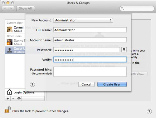 Create an admin account