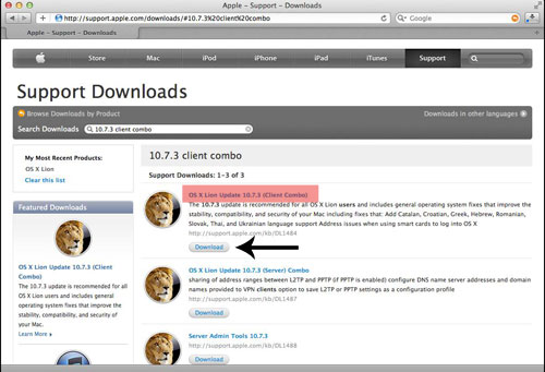 Download update from Apple's web site