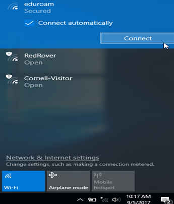 Windows dialog to choose EduRoam as preferred Wi-Fi network