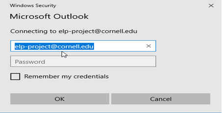 Microsoft Outlook login dialog