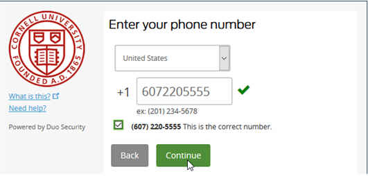 Web site dialog asking the user to enter a phone number they want to use for two-step authenticaiton.