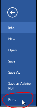 Windows menu with print file selected