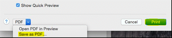 Mac menu to save as pdf