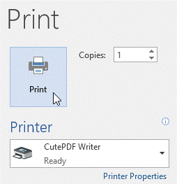 Windows print document menu option