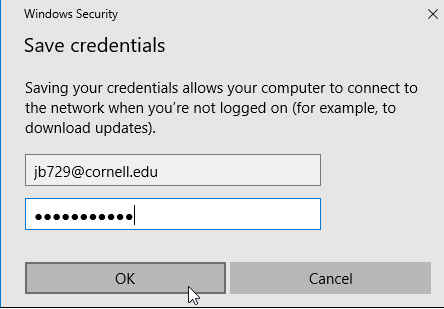 Microsoft Outlook dialog for saving login credentials