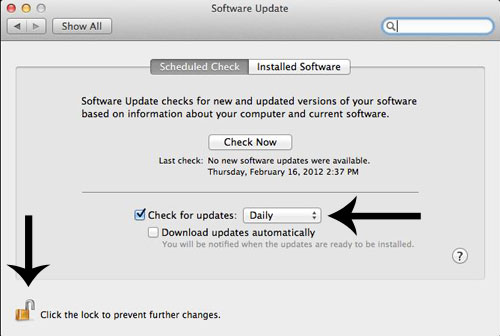 Software Update dialog box