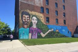 A mural done by students at the Buffalo Center for Arts and Technology