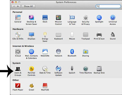 System Preferences dialog box