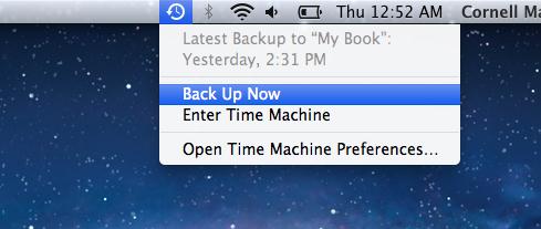 Time Machine back up now Time Machine back up now