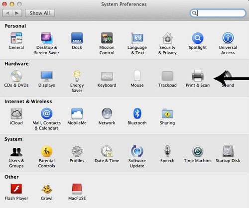 System Preferences dialog box System Preferences dialog box